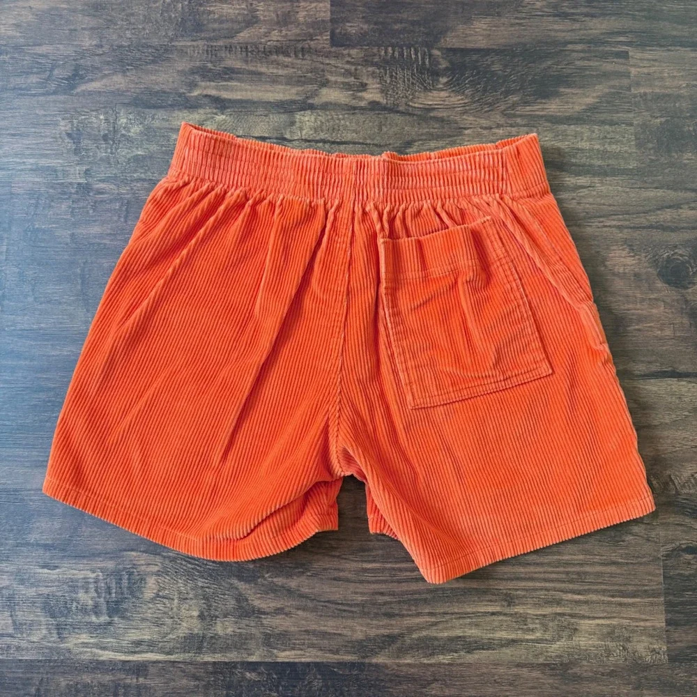 VTG Ocean Pacific OP‎ Mens Orange Corduroy Shorts Elastic Waist 30 32